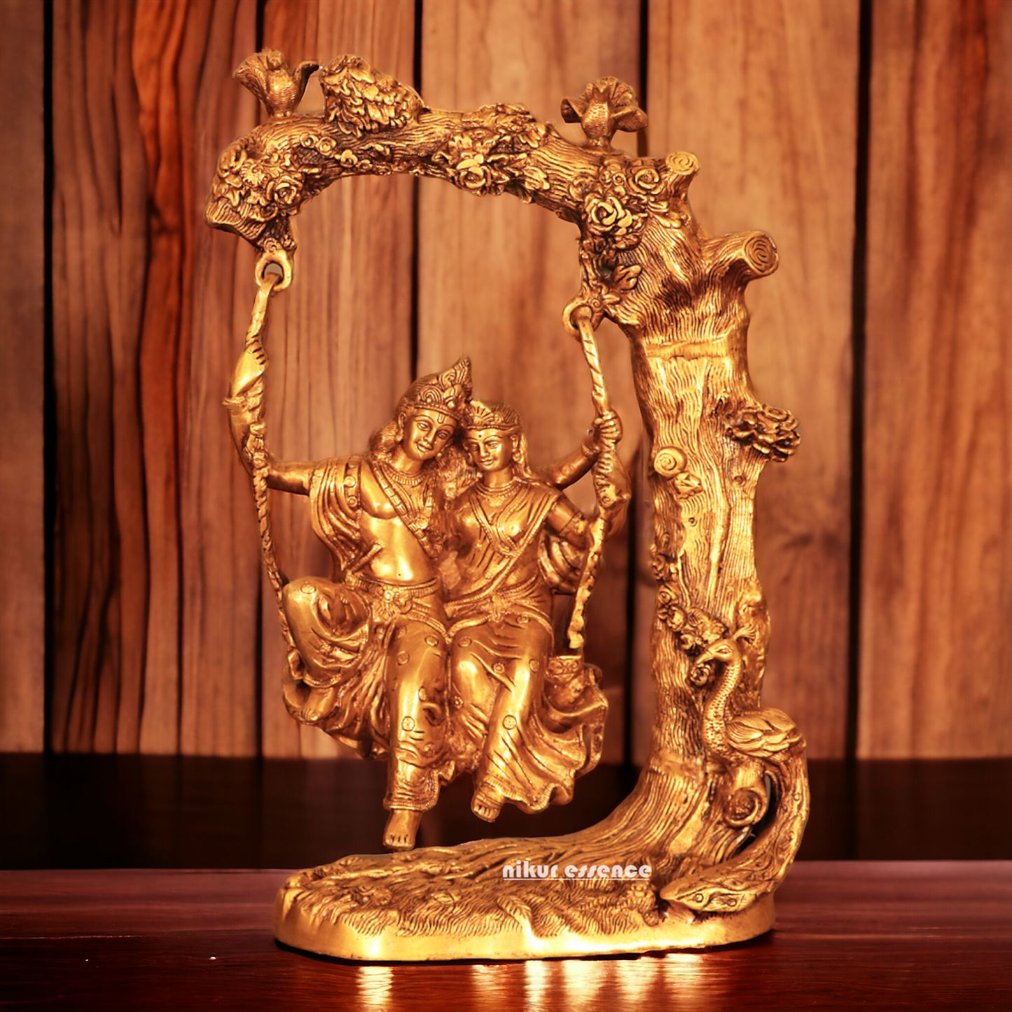 Solid Brass Radha Krishna swing jhula idol - 52 cm Nikuressence
