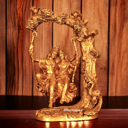 Solid Brass Radha Krishna swing jhula idol - 52 cm Nikuressence