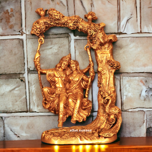 Solid Brass Radha Krishna swing jhula idol - 52 cm Nikuressence