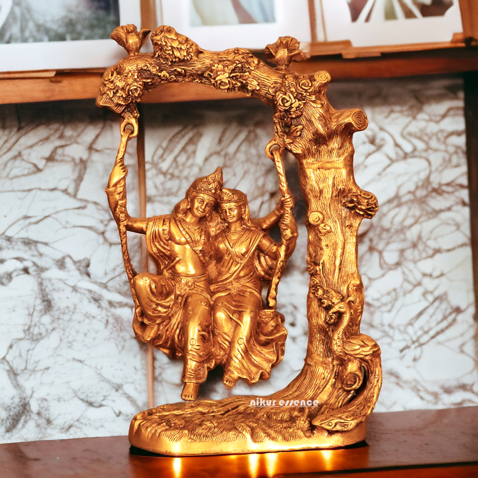 Solid Brass Radha Krishna swing jhula idol - 52 cm Nikuressence