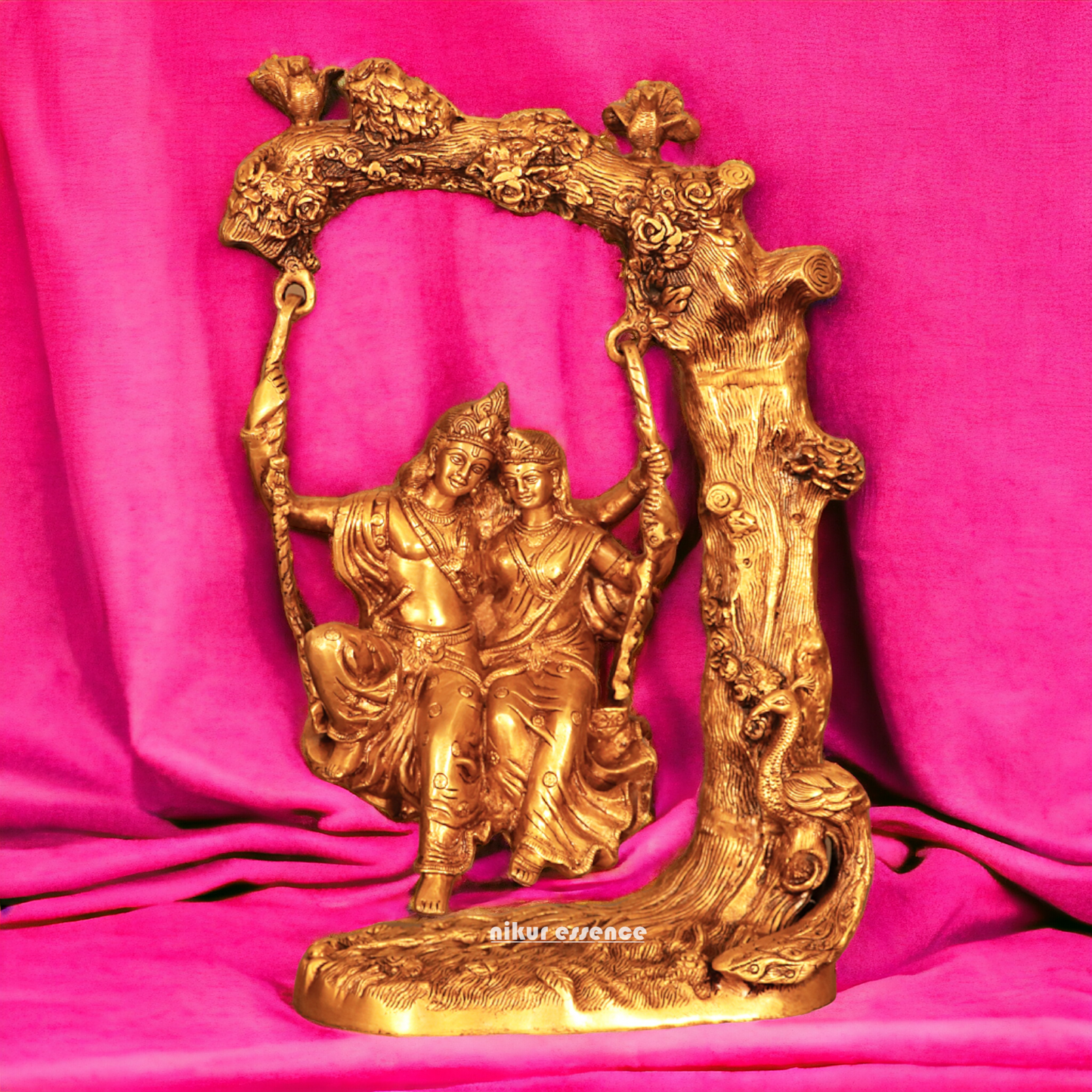 Solid Brass Radha Krishna swing jhula idol - 52 cm Nikuressence