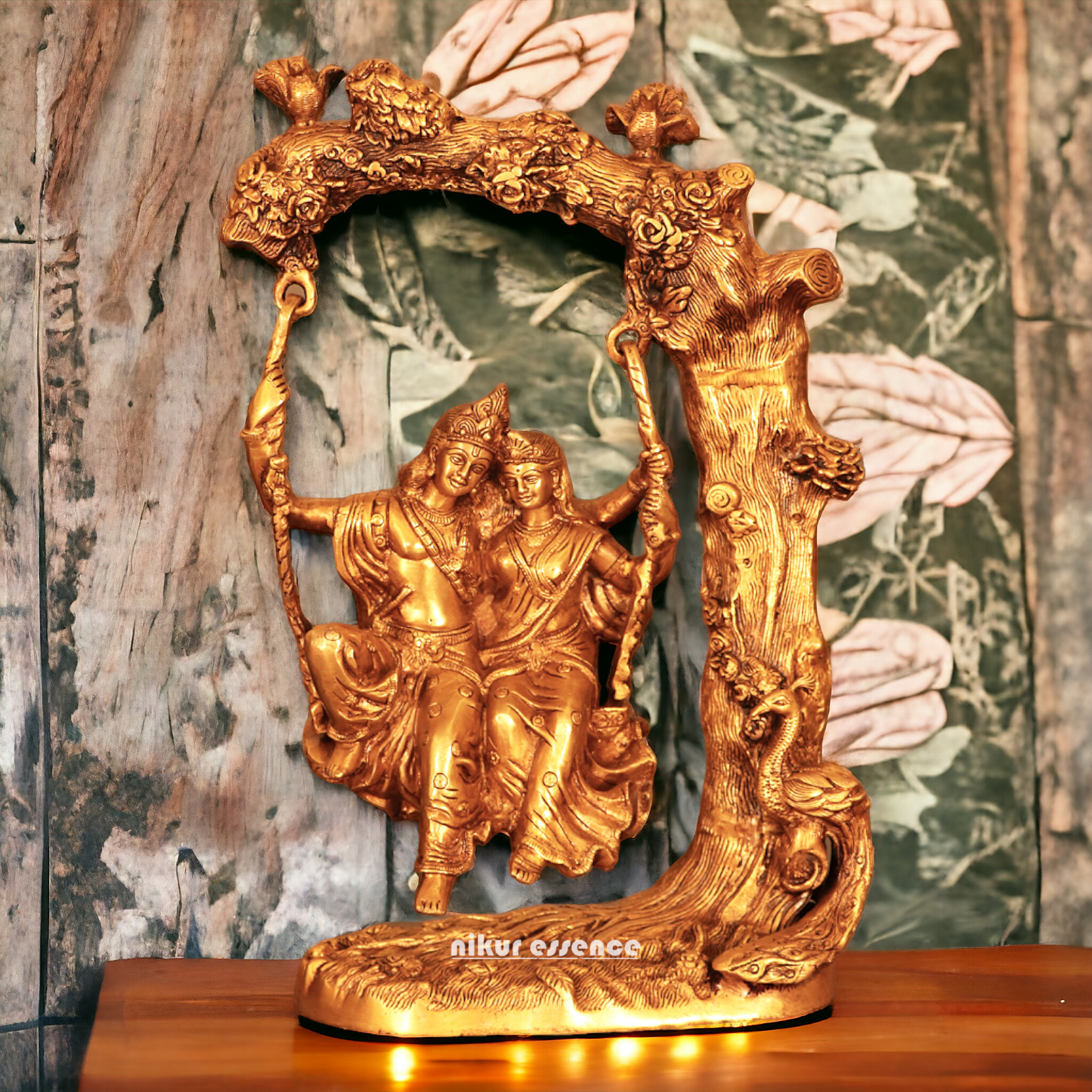 Solid Brass Radha Krishna swing jhula idol - 52 cm Nikuressence