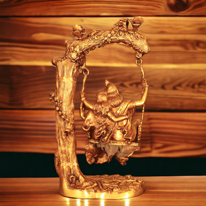 Solid Brass Radha Krishna swing jhula idol - 52 cm Nikuressence