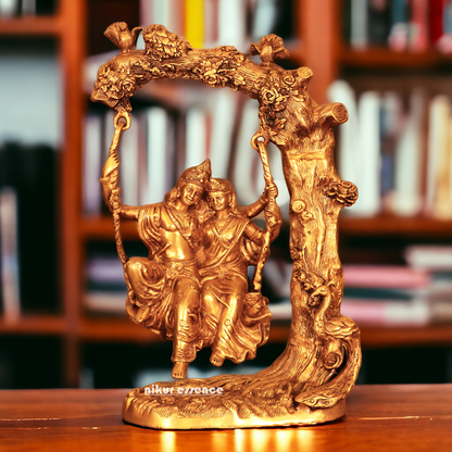 Solid Brass Radha Krishna swing jhula idol - 52 cm Nikuressence