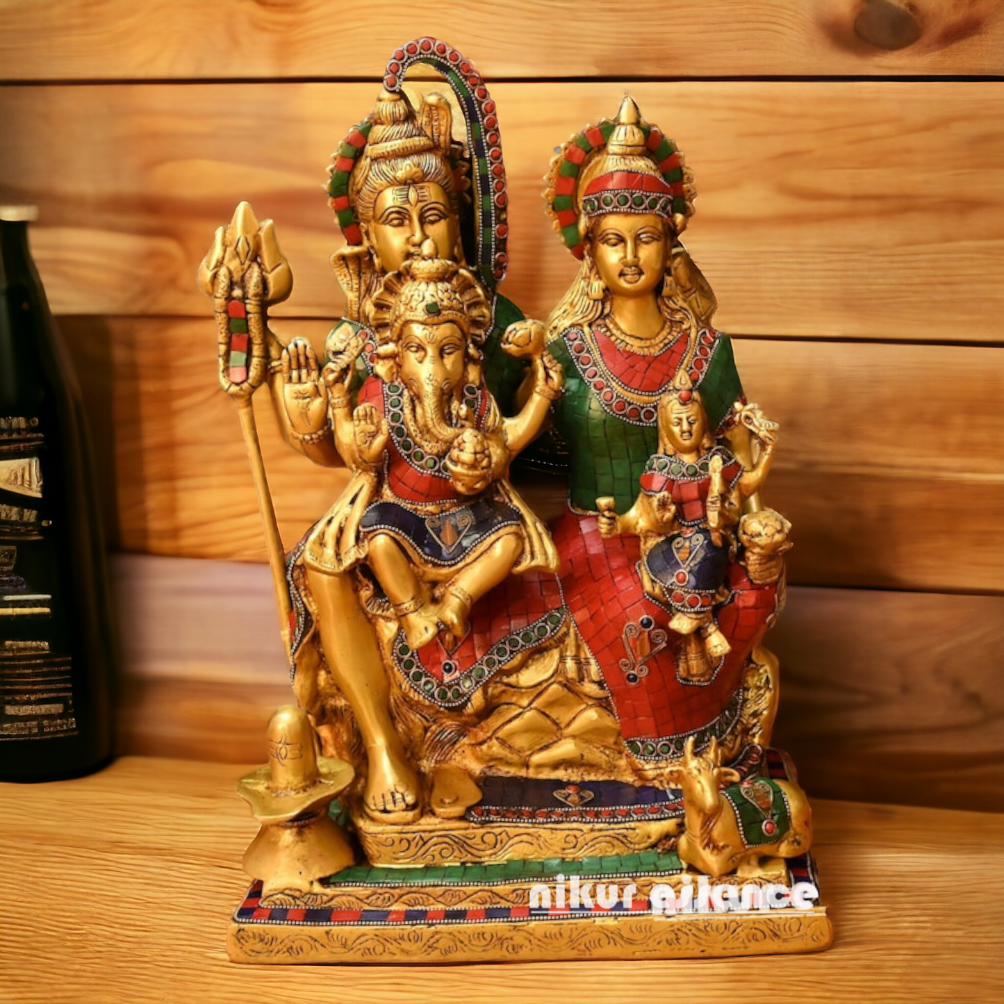 Lord Shiva Parivar Family Brass with Stone Work idol - 18 Inch Nikuressence