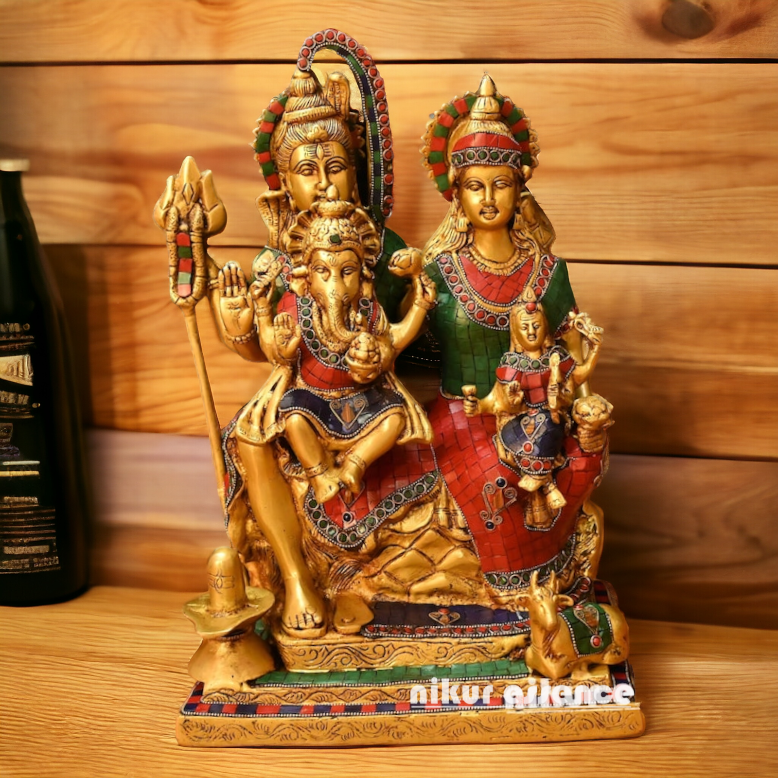 Lord Shiva Parivar Family Brass with Stone Work idol - 18 Inch Nikuressence