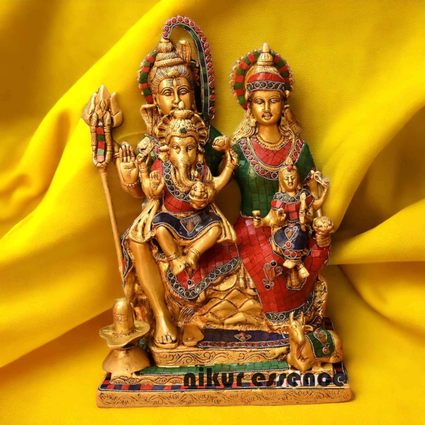 Lord Shiva Parivar Family Brass with Stone Work idol - 18 Inch Nikuressence