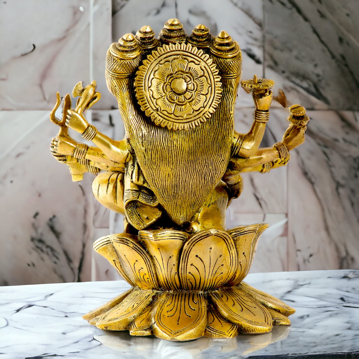 Goddess Gayatri Devi Maa Sitting on Lotus solid Brass Idol - 24 cm Nikuressence