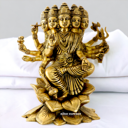 Goddess Gayatri Devi Maa Sitting on Lotus solid Brass Idol - 24 cm Nikuressence
