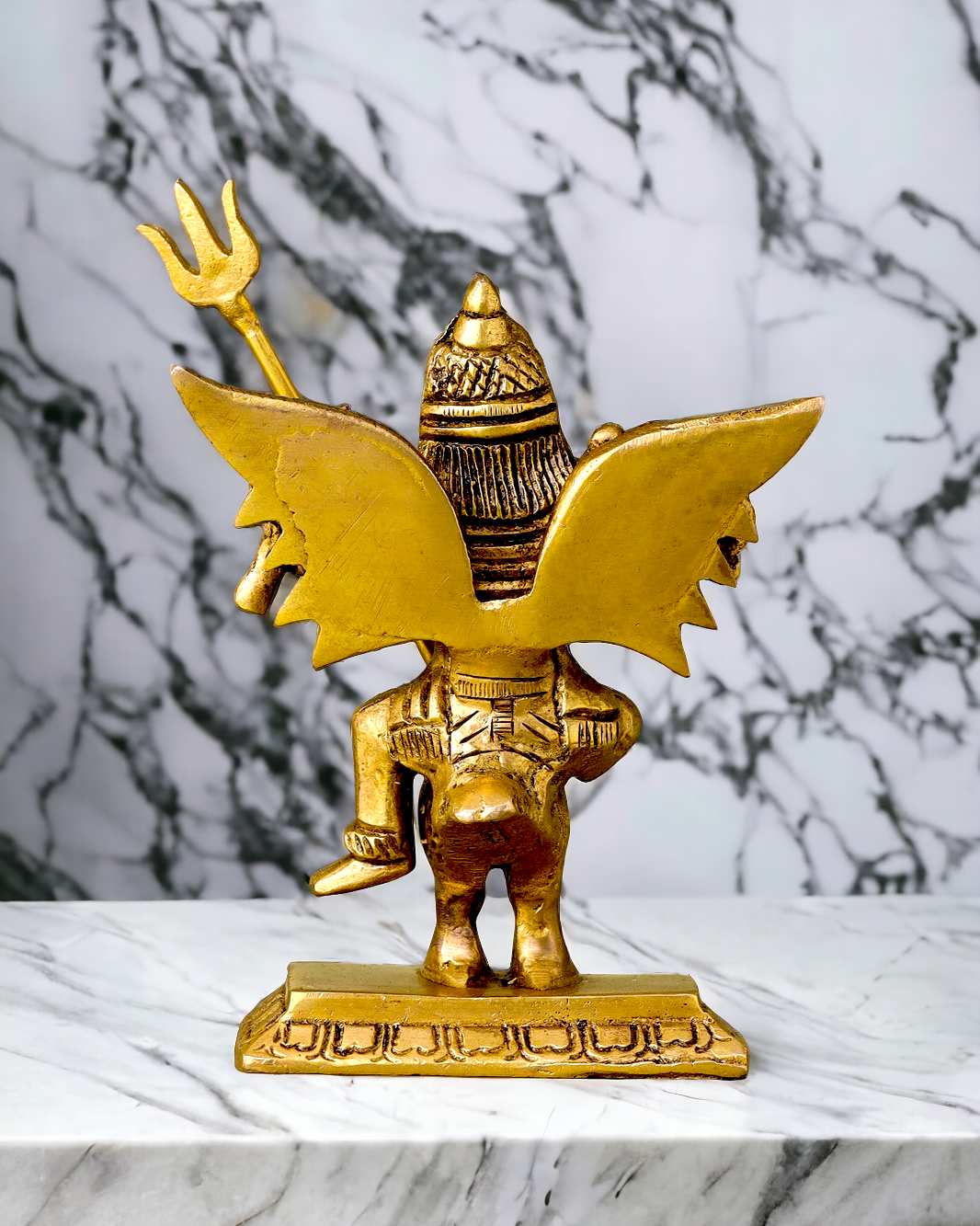 Solid Brass Shani Dev Sitting on Crow Idol - 11.5 cm Nikuressence