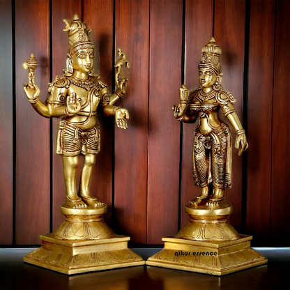 Pure Brass Shiva Parvati Standing Idol - 18 inches Nikuressence