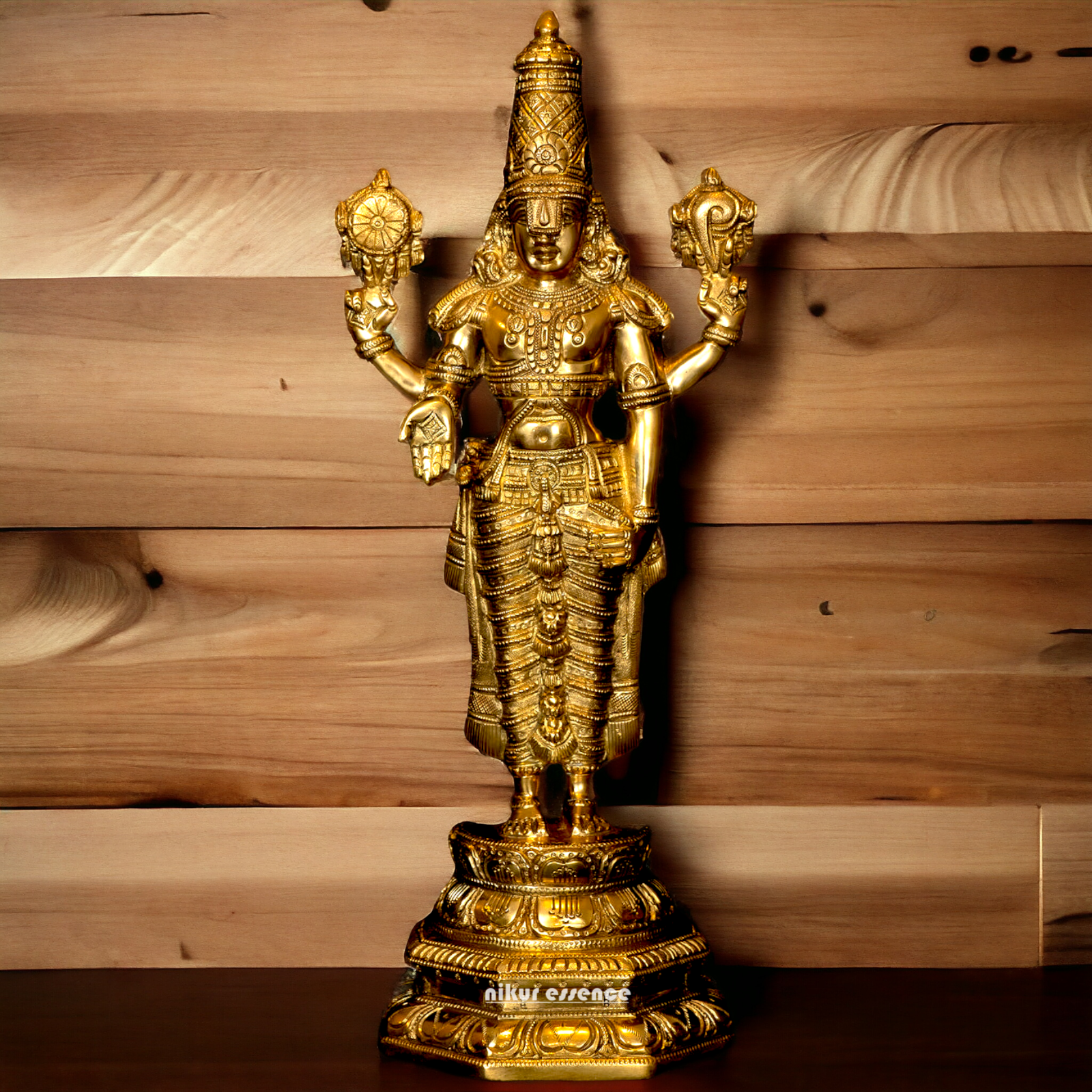 Large Solid Brass Tirupati Balaji Standing Idol - 19.5 Inch Nikuressence