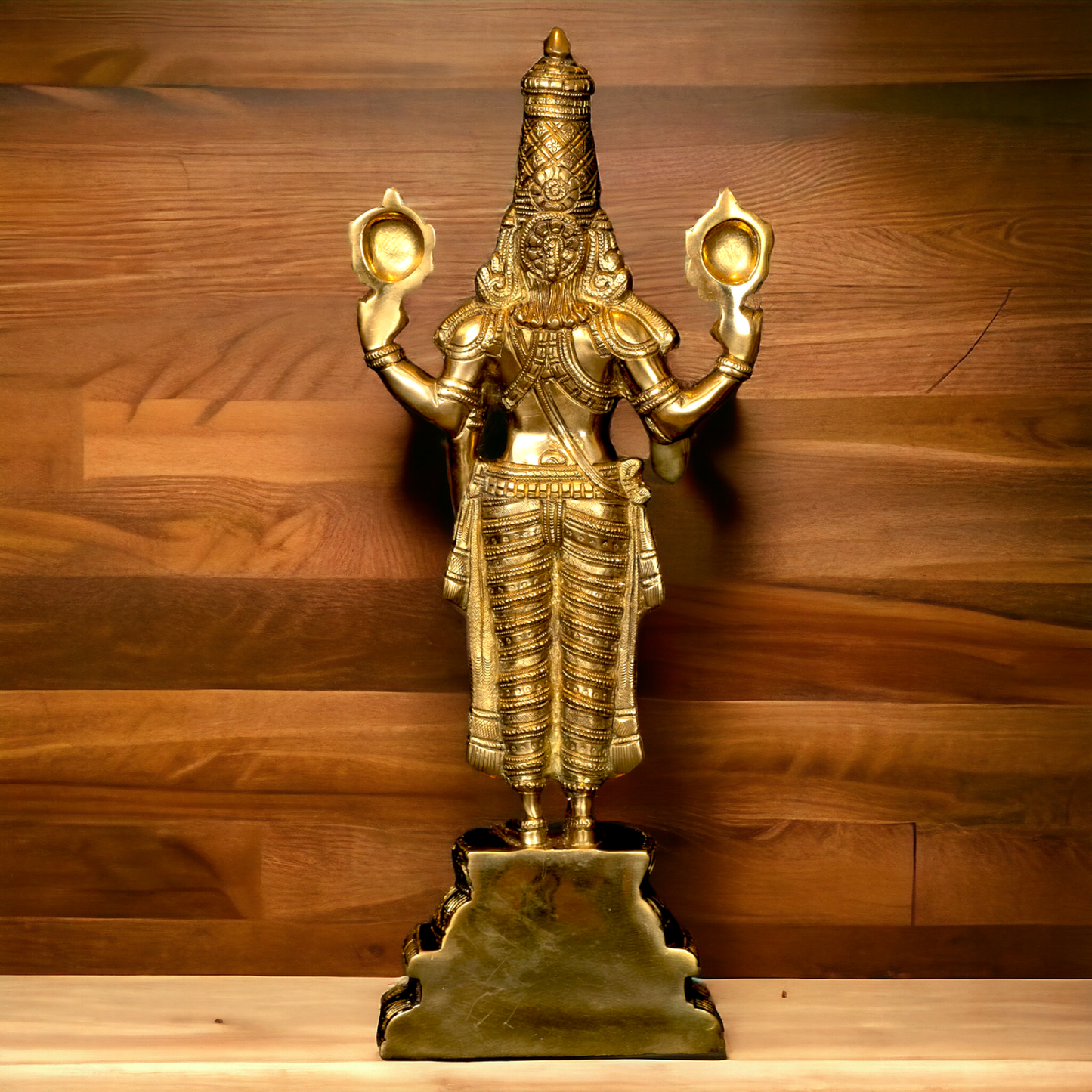 Large Solid Brass Tirupati Balaji Standing Idol - 19.5 Inch Nikuressence