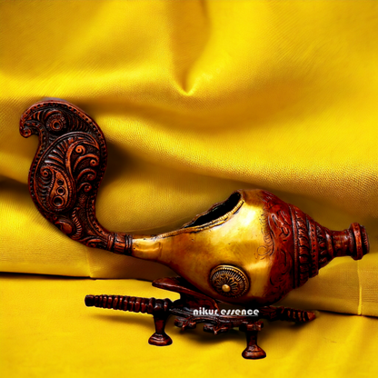 Large Brass Superfine Shankh Conch Stand - 13 Inch Nikuressence