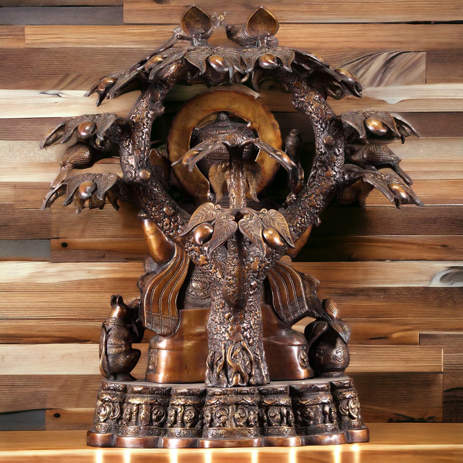 Brass Ganesh with Tree Beautiful Idol- 28 inches Nikuressence