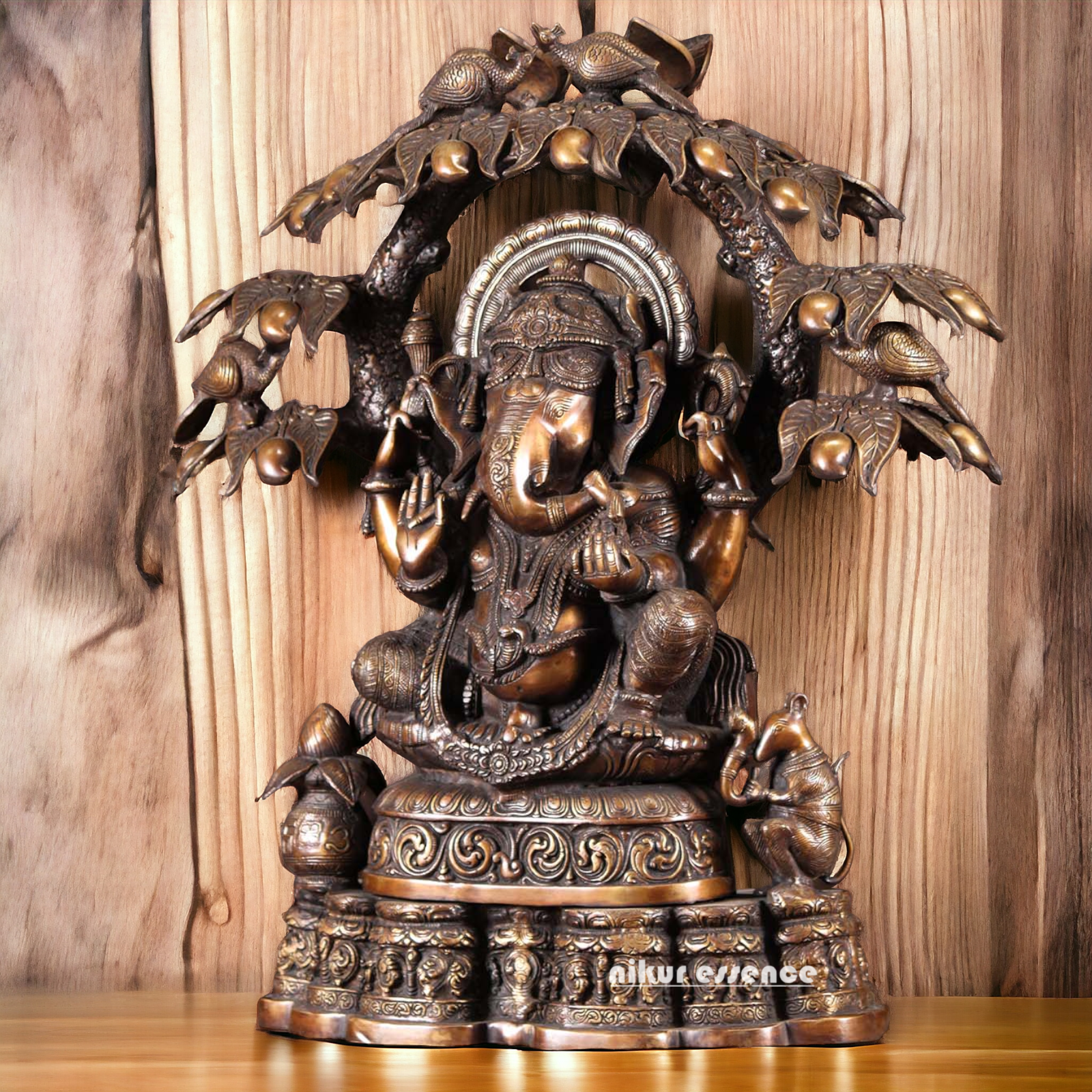 Brass Ganesh with Tree Beautiful Idol- 28 inches Nikuressence