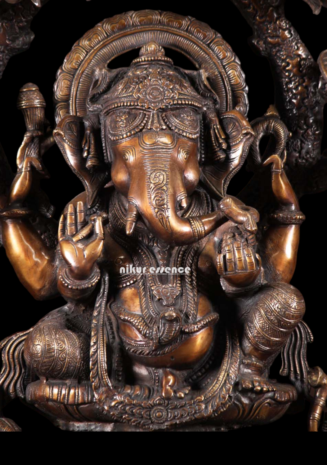 Brass Ganesh with Tree Beautiful Idol- 28 inches Nikuressence