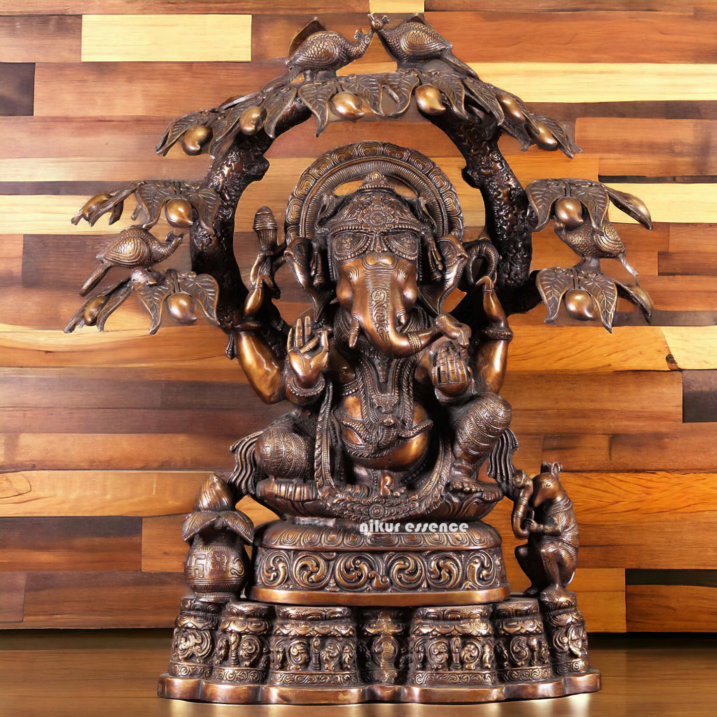 Brass Ganesh with Tree Beautiful Idol- 28 inches Nikuressence