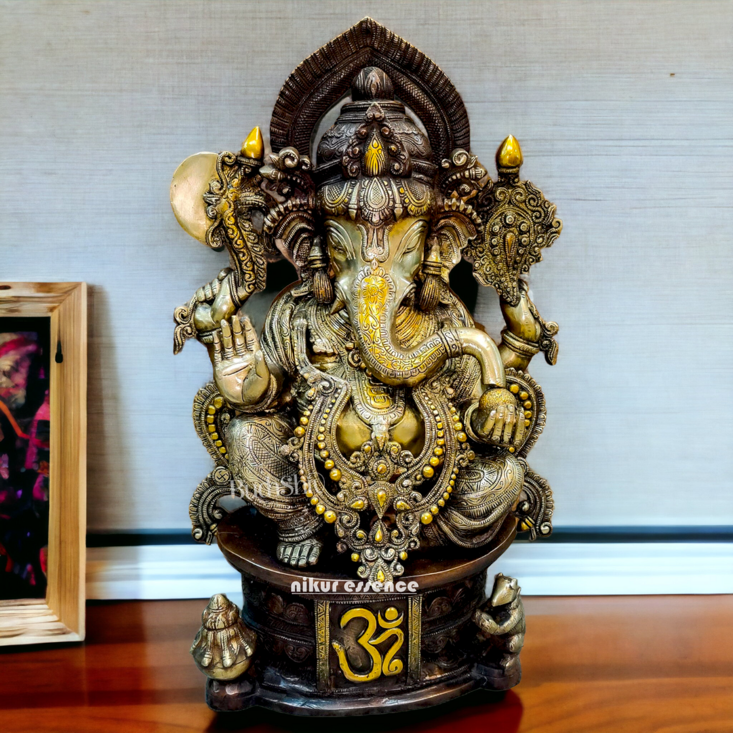 Goddess Ganesh Sitting Brass Idol - 22.5 inches Nikuressence