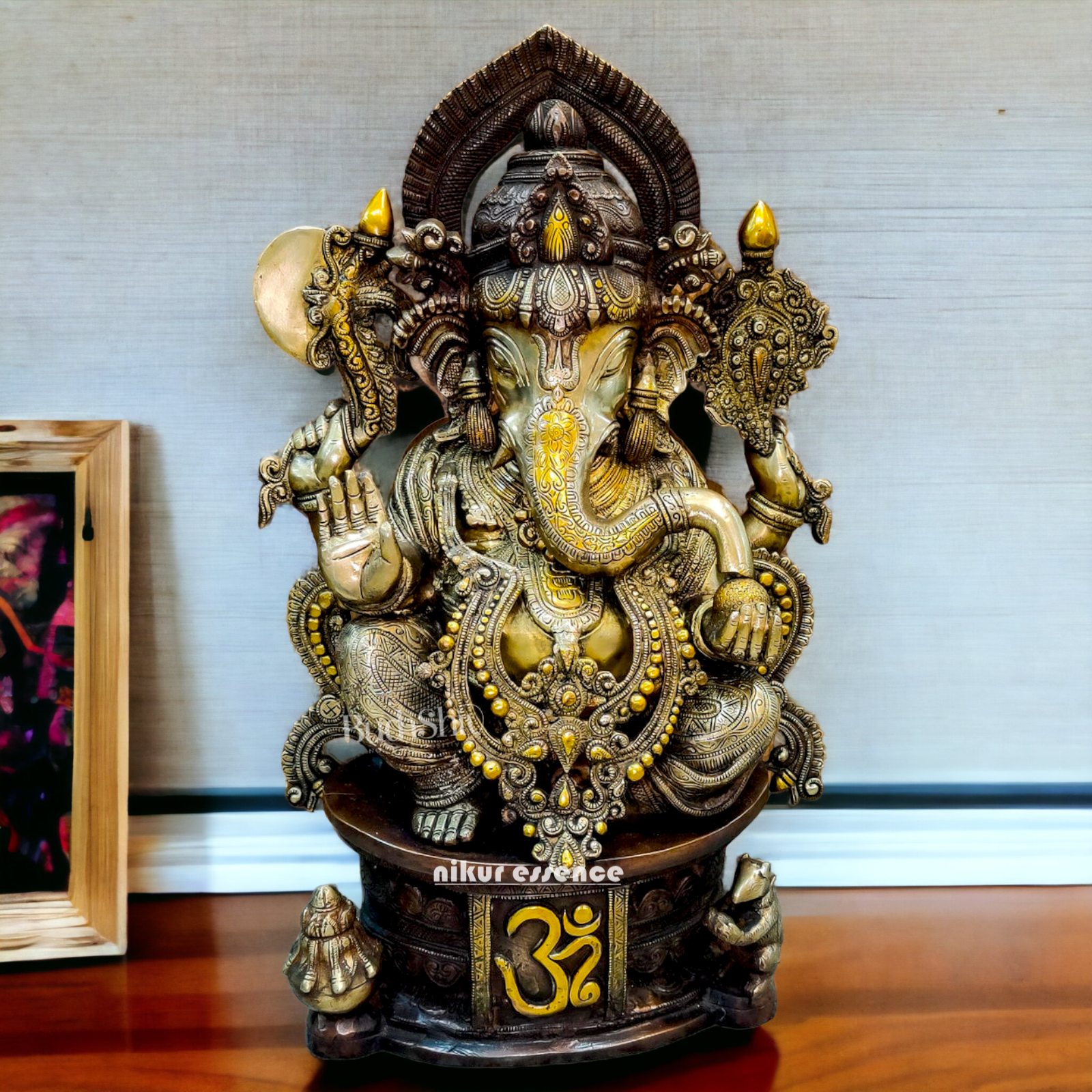 Goddess Ganesh Sitting Brass Idol - 22.5 inches Nikuressence