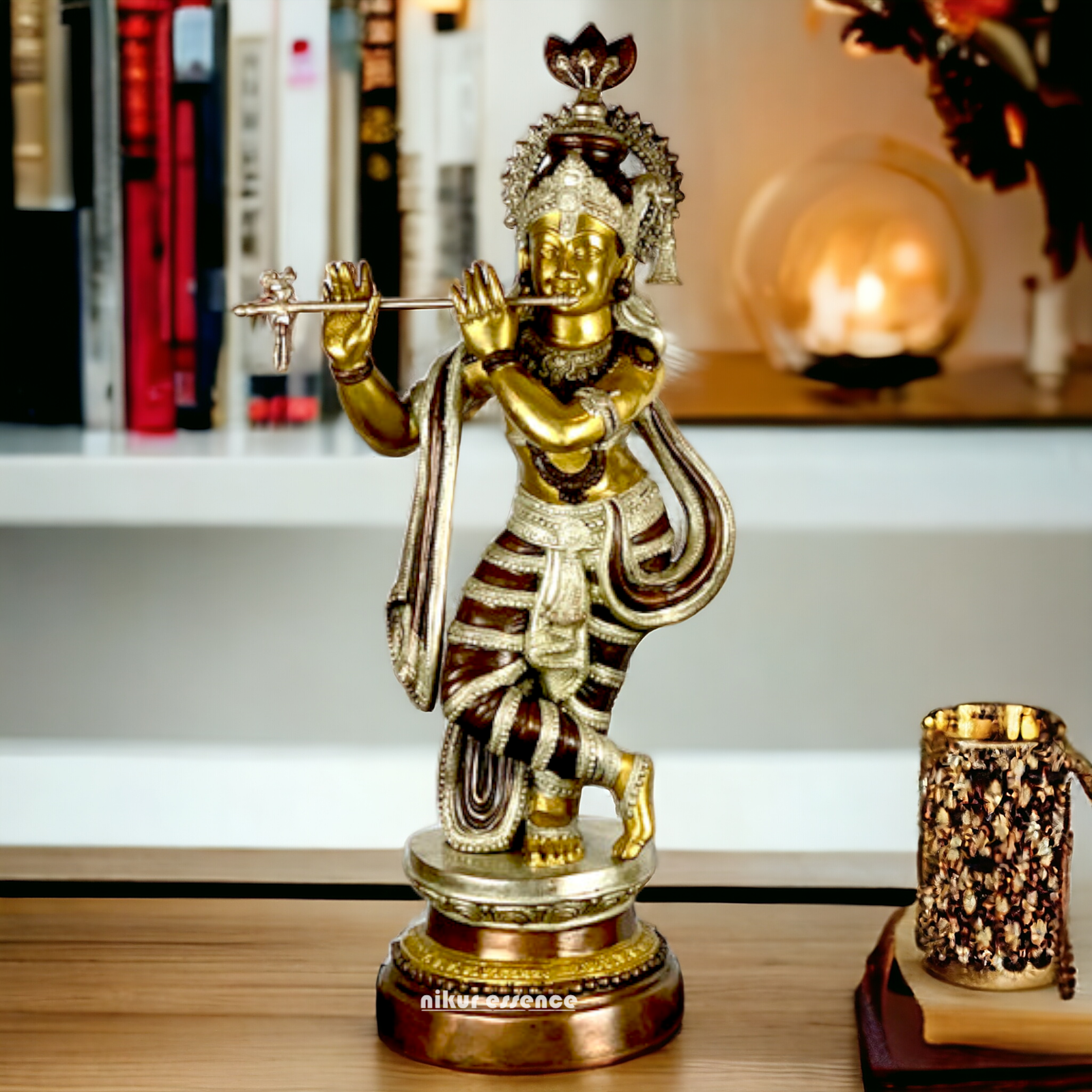 Buy Big Size Of Krishna Statue in brass with Intricately Designed | 35 inch Height nikuressence
