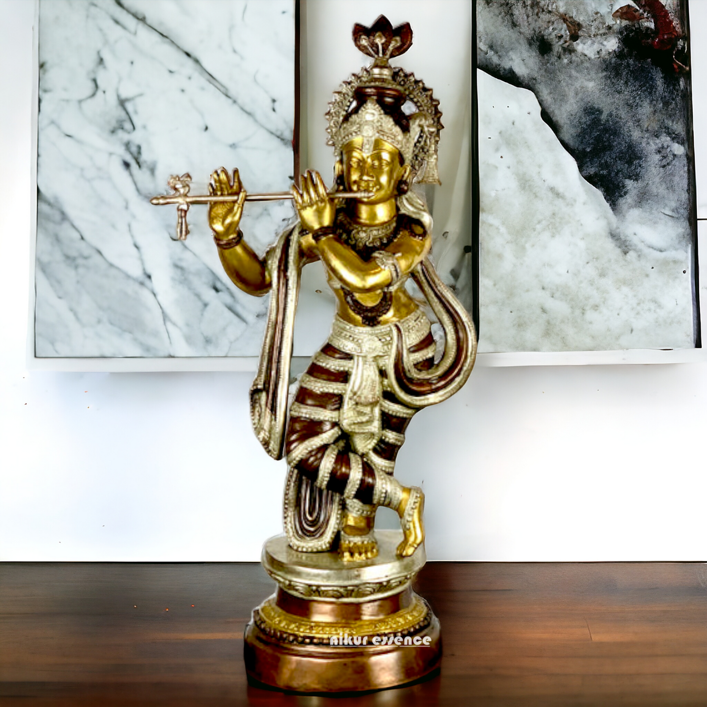 Buy Big Size Of Krishna Statue in brass with Intricately Designed | 35 inch Height nikuressence
