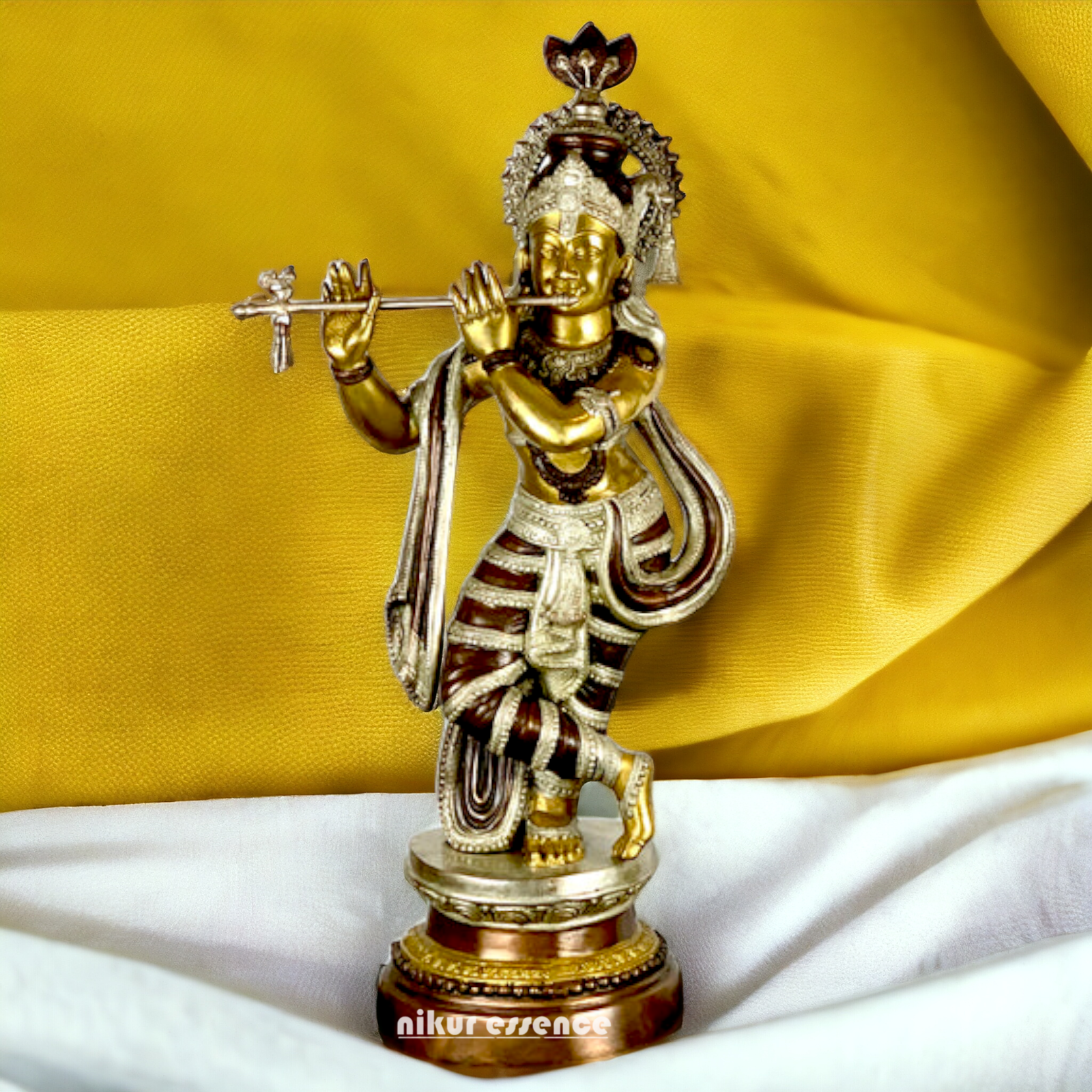 Buy Big Size Of Krishna Statue in brass with Intricately Designed | 35 inch Height nikuressence