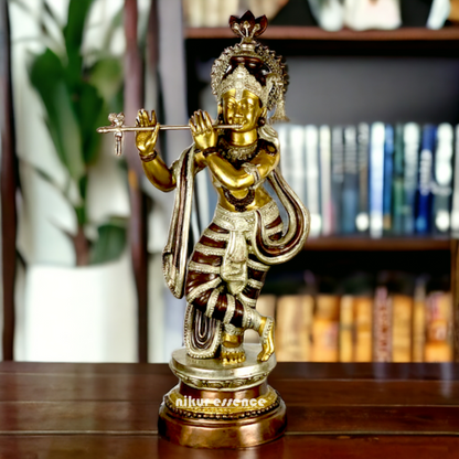 Buy Big Size Of Krishna Statue in brass with Intricately Designed | 35 inch Height nikuressence