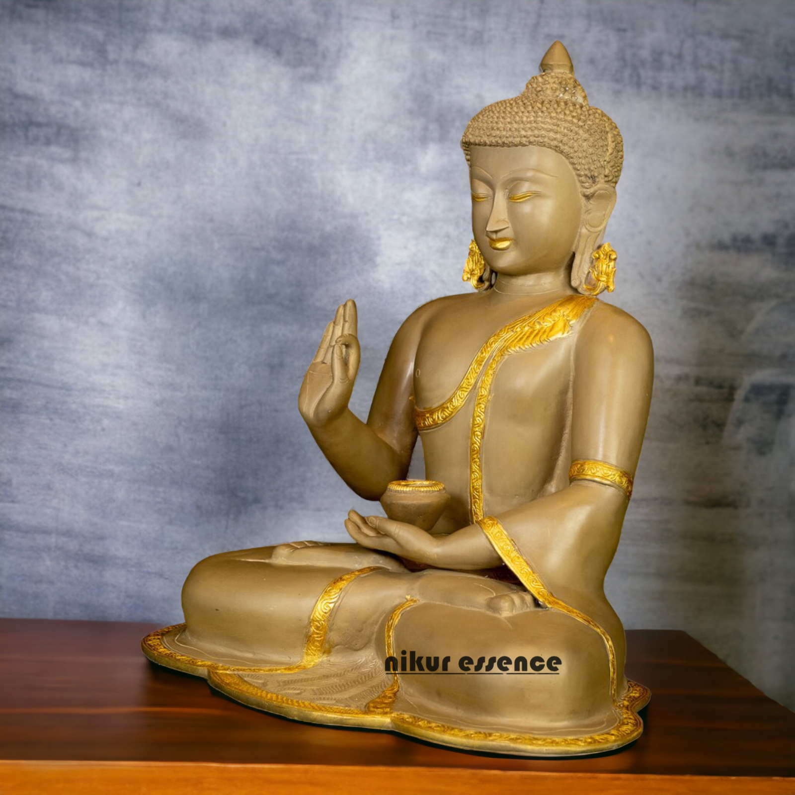 Buy Brass Buddha Sitting Idol- 17.52 inches Nikuressence
