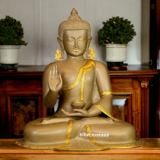Buy Brass Buddha Sitting Idol- 17.52 inches Nikuressence