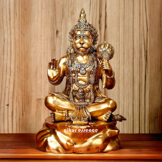 Buy Hanuman Sitting Blessing with Gada Brass idol - 19 inches Nikuressence