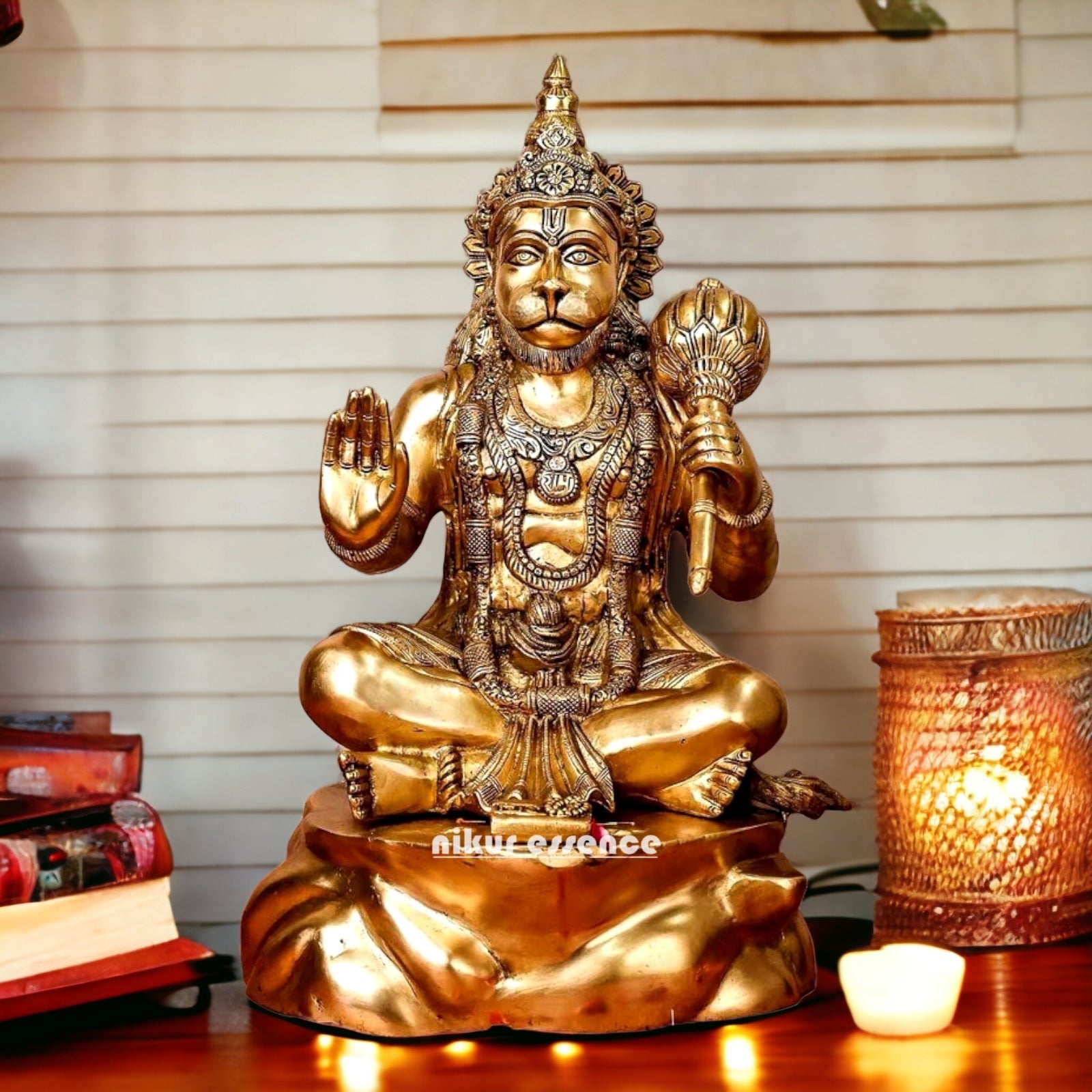 Buy Hanuman Sitting Blessing with Gada Brass idol - 19 inches Nikuressence