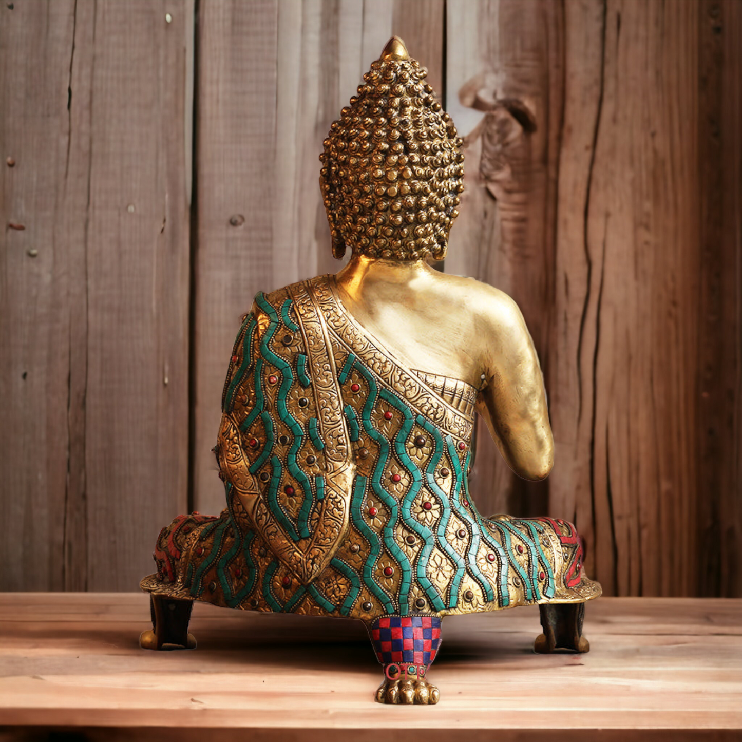 Buy Brass Buddha Blessing Idol with Stone Work - 20 inches Nikuressence