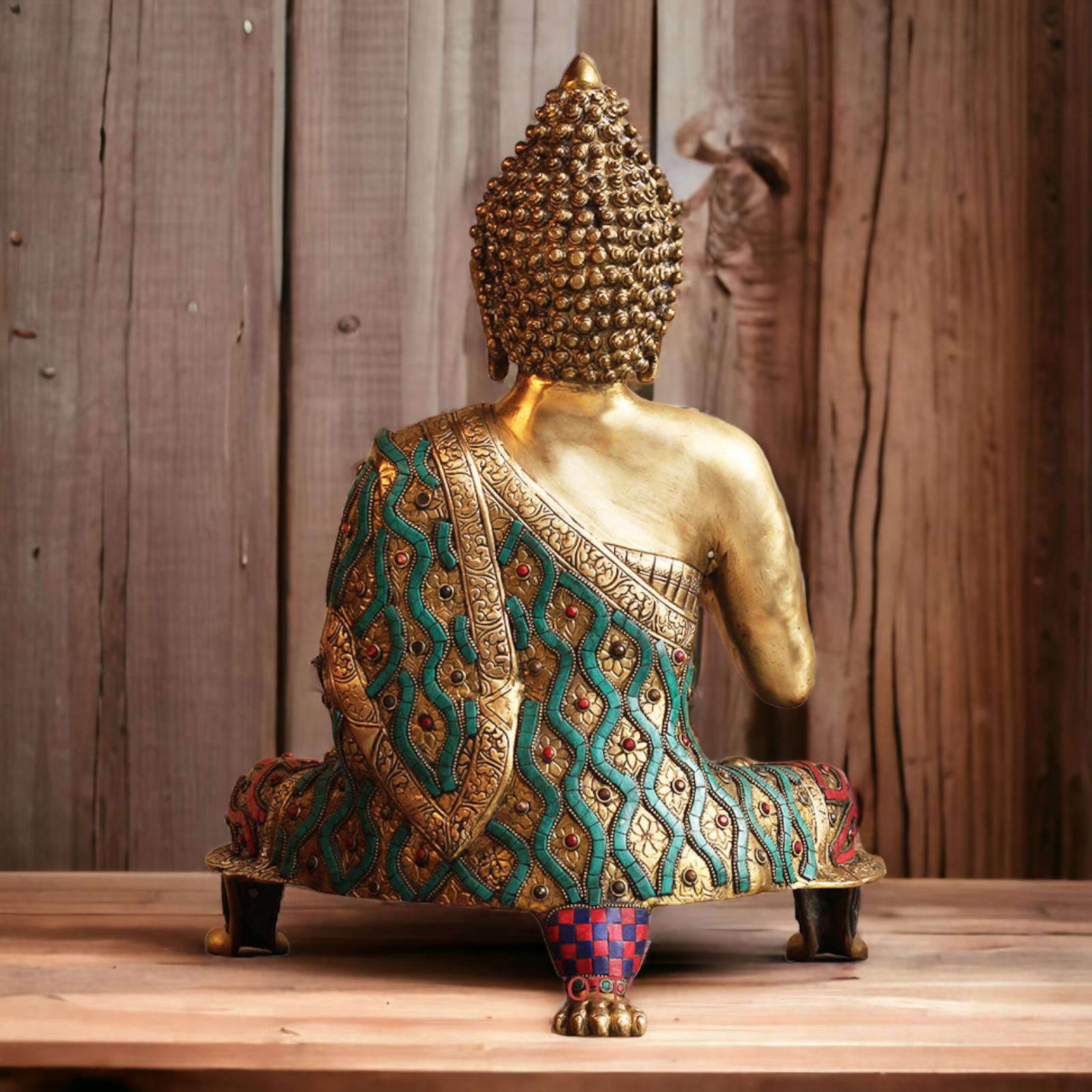 Buy Brass Buddha Blessing Idol with Stone Work - 20 inches Nikuressence