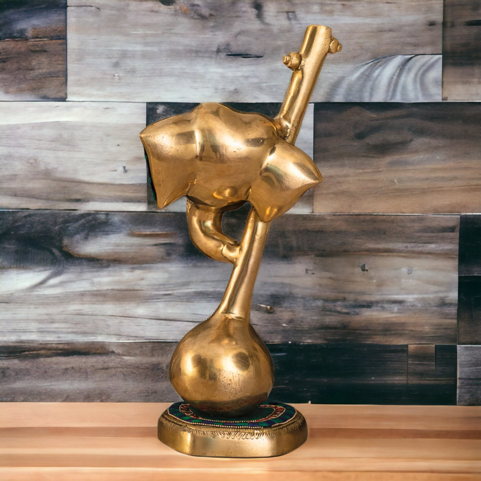 Shop Ganesh Face with Veena Brass Idol Stone Work - 11.5 inches Nikuressence