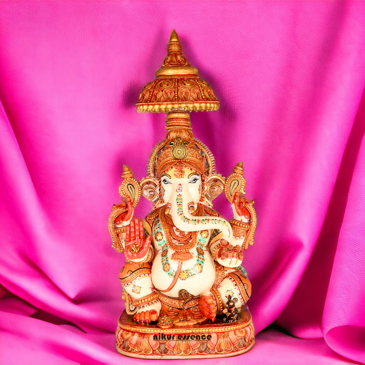 Shop Marble Ganesh Sitting Idol - 9 inches Nikuressence