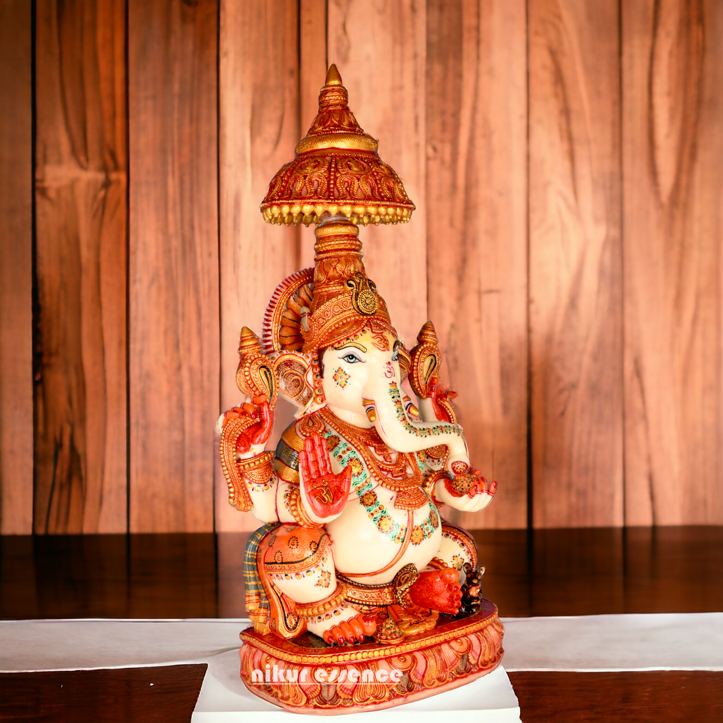 Shop Marble Ganesh Sitting Idol - 9 inches Nikuressence