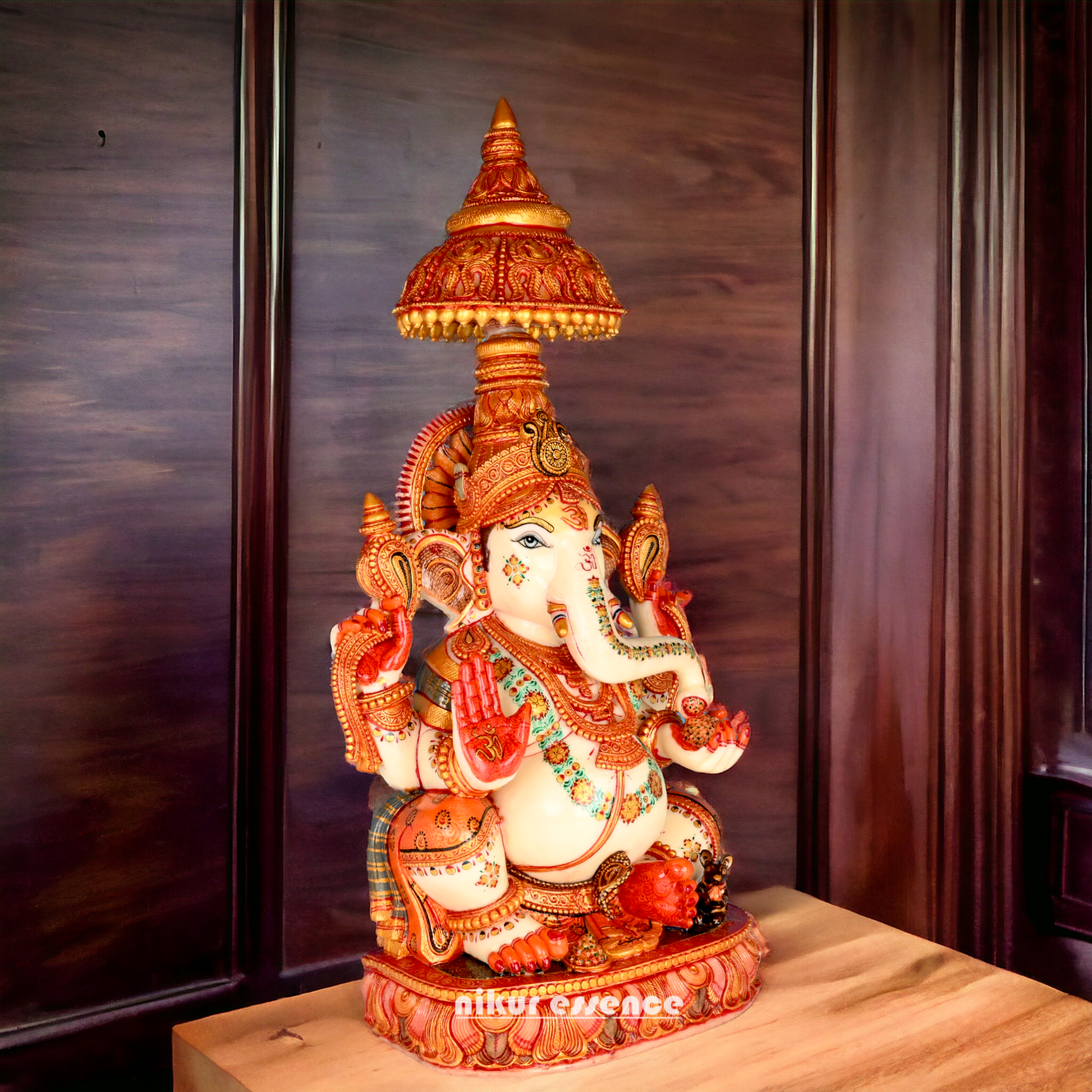 Shop Marble Ganesh Sitting Idol - 9 inches Nikuressence