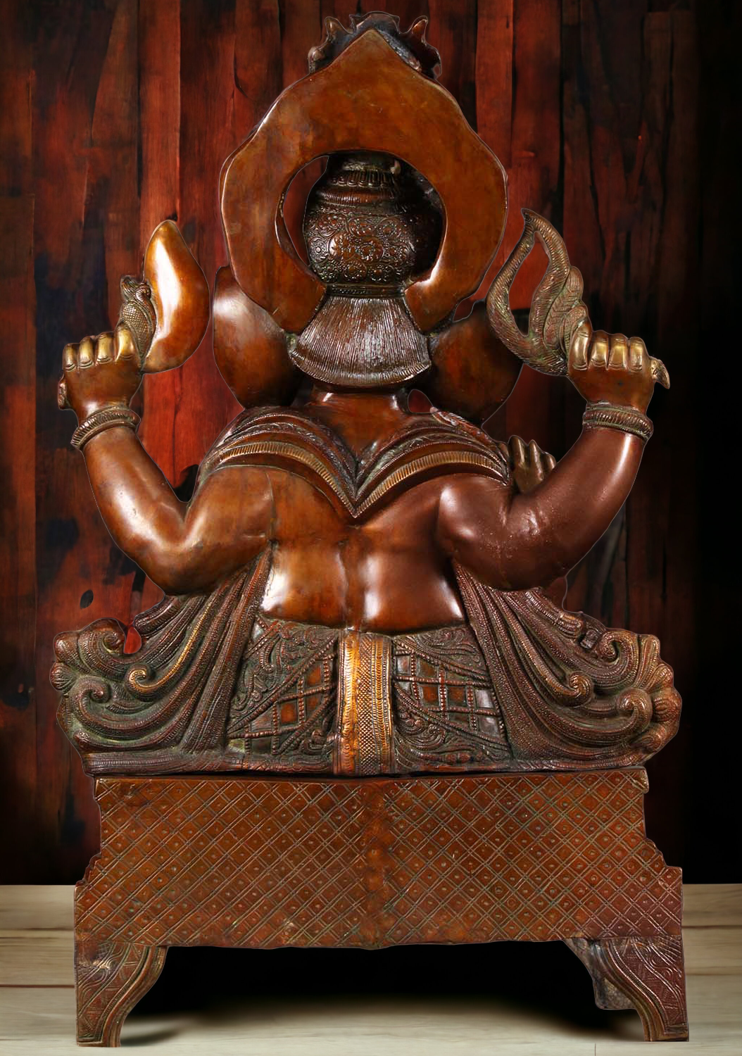 Buy Ganesh Sitting on Singhasan Brass Idol - 34.646 inches Nikuressence