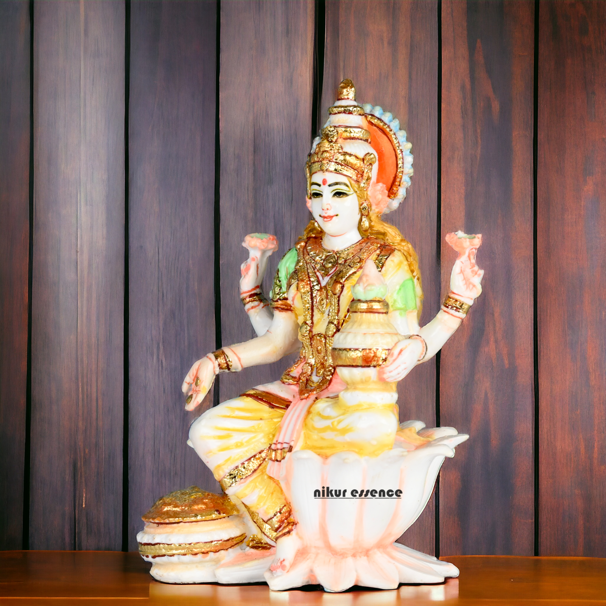 Buy Exquisite Handcrafted White Cultured Marble Goddess Laxmi Statue - Hindu Mythology Inspired Art Nikuressence