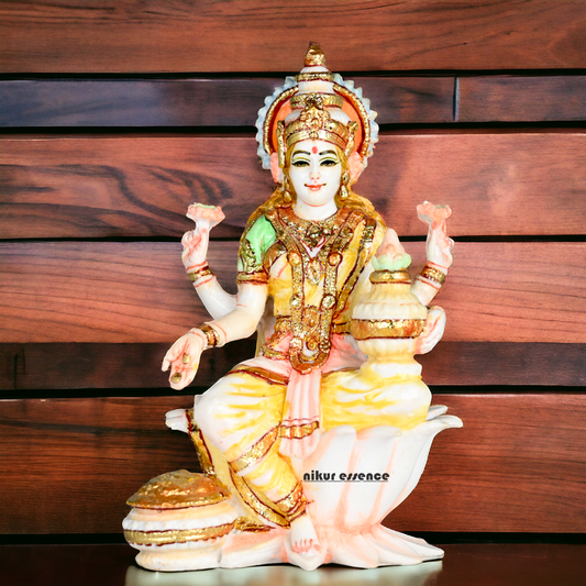 Buy Exquisite Handcrafted White Cultured Marble Goddess Laxmi Statue - Hindu Mythology Inspired Art Nikuressence