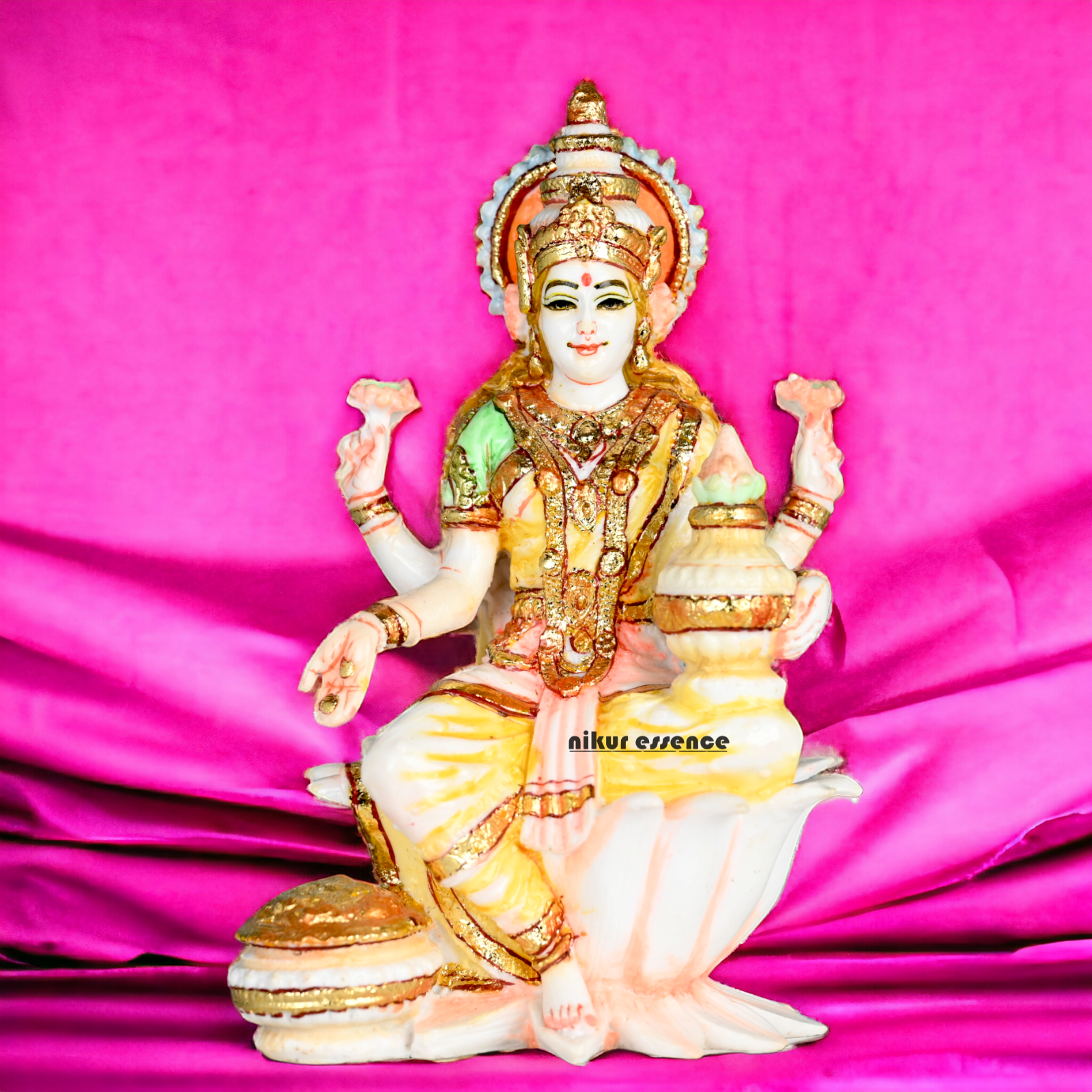 Buy Exquisite Handcrafted White Cultured Marble Goddess Laxmi Statue - Hindu Mythology Inspired Art Nikuressence