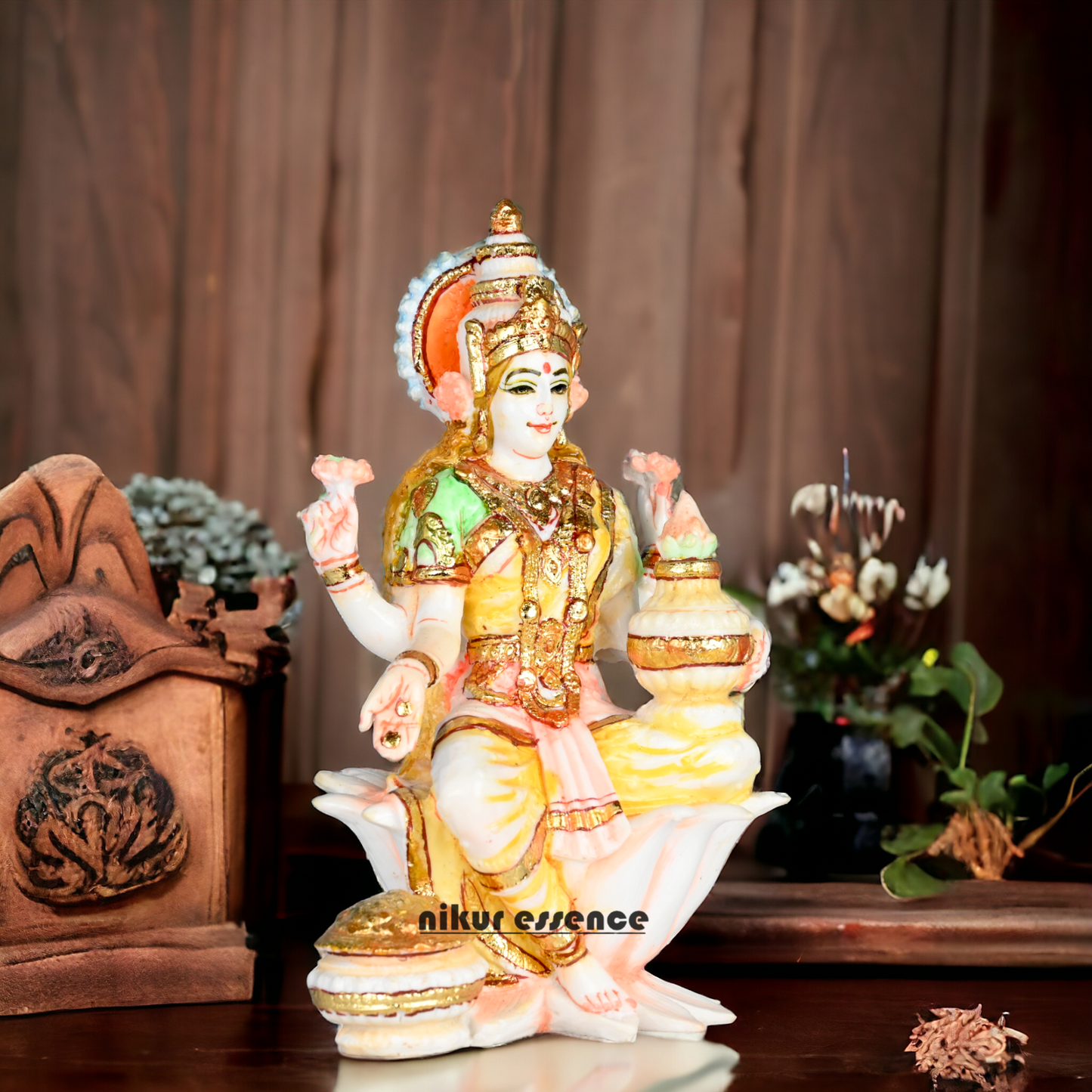 Buy Exquisite Handcrafted White Cultured Marble Goddess Laxmi Statue - Hindu Mythology Inspired Art Nikuressence