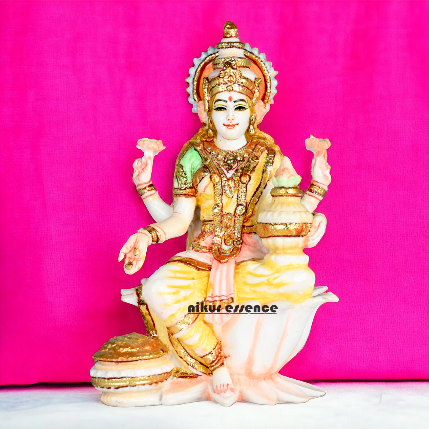 Buy Exquisite Handcrafted White Cultured Marble Goddess Laxmi Statue - Hindu Mythology Inspired Art Nikuressence