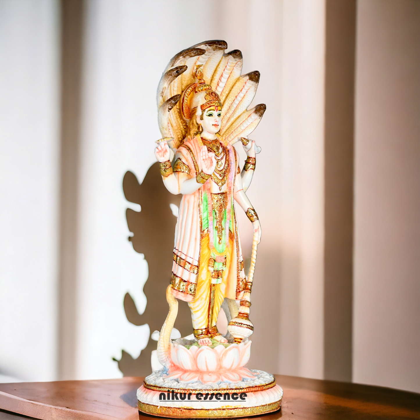 Buy Handcrafted Cultured Marble Lord Narayan Statue - Divine Hindu God Sculpture for Home Decor, Temple Nikuressence