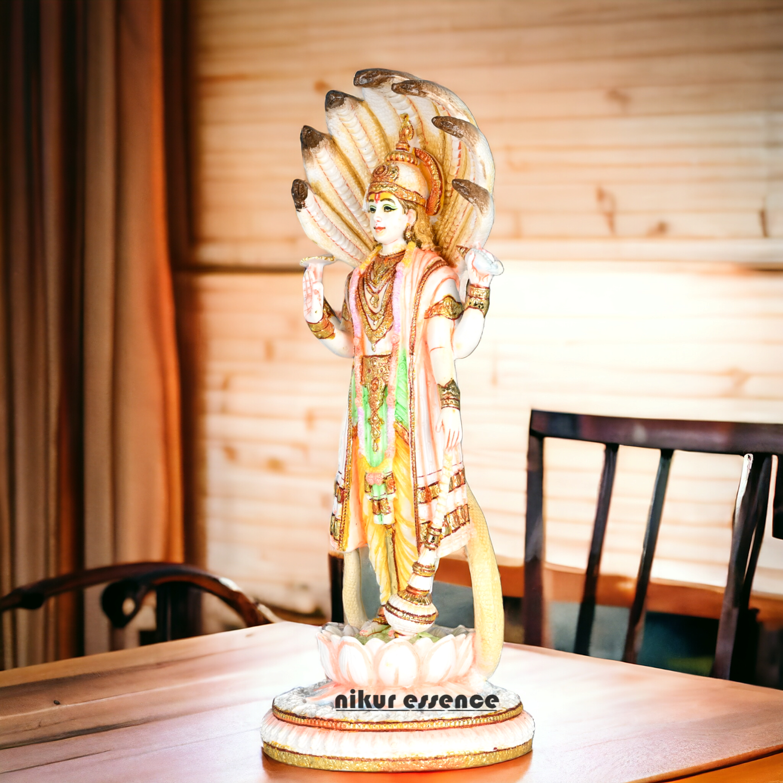 Buy Handcrafted Cultured Marble Lord Narayan Statue - Divine Hindu God Sculpture for Home Decor, Temple Nikuressence