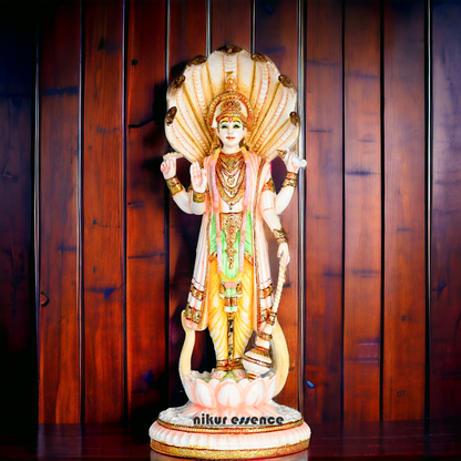 Buy Handcrafted Cultured Marble Lord Narayan Statue - Divine Hindu God Sculpture for Home Decor, Temple Nikuressence