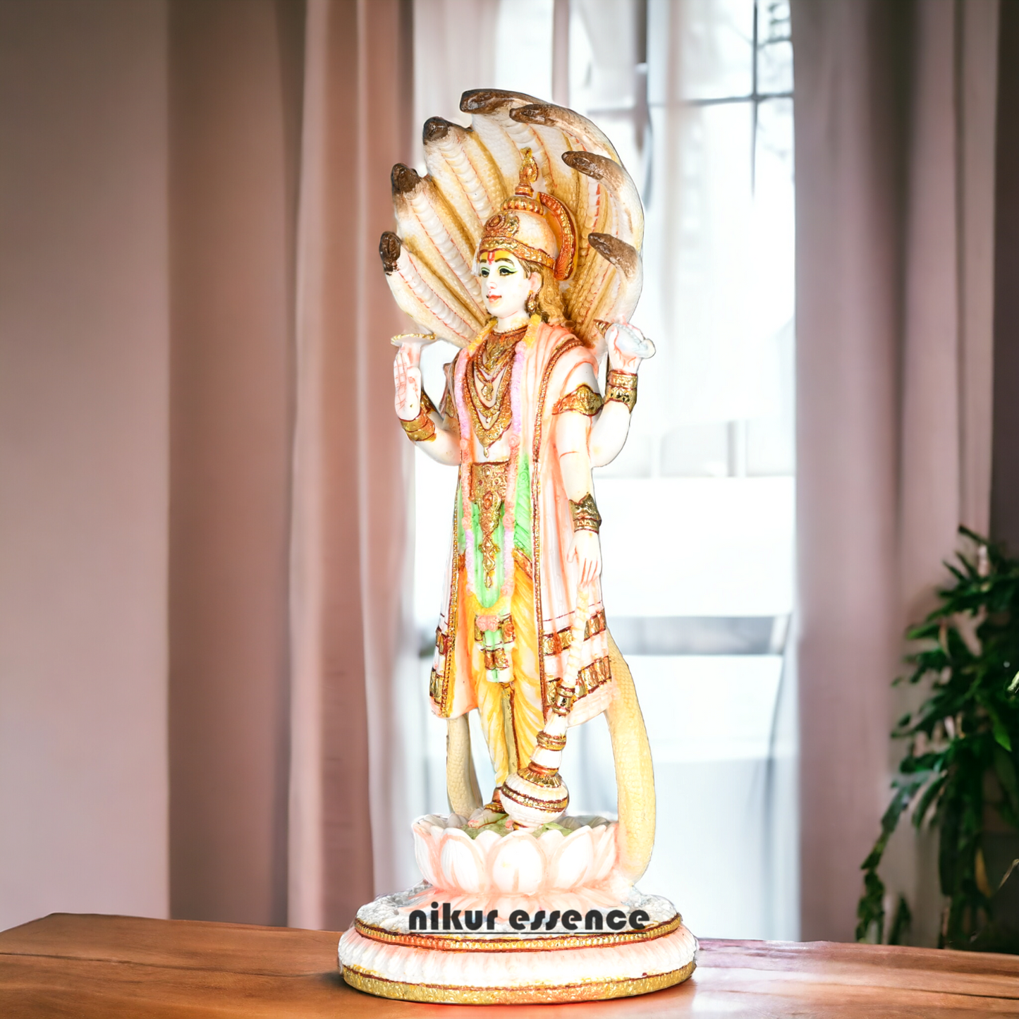 Buy Handcrafted Cultured Marble Lord Narayan Statue - Divine Hindu God Sculpture for Home Decor, Temple Nikuressence