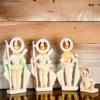 Cultured Marble Ram Darbar Statue - Lord Rama, Sita, Lakshmana, and Hanuman Nikuressence