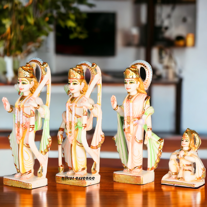 Cultured Marble Ram Darbar Statue - Lord Rama, Sita, Lakshmana, and Hanuman Nikuressence